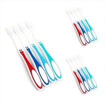 미소덴탈 기린 이중슬림모 어린이 칫솔 남아용, 빨강, 파랑, 하늘, 청록, 12개