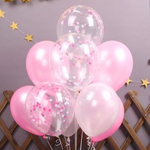 파티해 스위트 컨페티풍선 20p + 손펌프 랜덤발송 +컬링리본 + 스펀지닷 세트, 핑크, 1세트