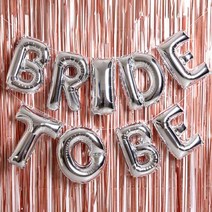 BRIDE TO BE 은박풍선 커튼 세트, 실버, 1세트