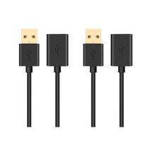 씨이링크 무산소 USB 2.0 데이터전송 퀵차지 24K 도금 연장케이블 블랙, 2개, 1m