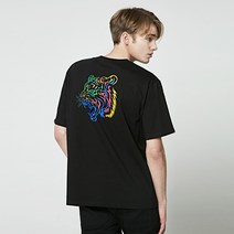 앨빈클로 남녀공용 컬러풀 타이거 오버핏 반팔티 AST3057