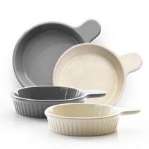 프렐류드 크리미 핸디 원접시, 1세트, 접시 아이보리 2p + 그레이 2p, 아이보리 + 그레이