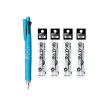 제브라 클립온 멀티 볼펜 D 0.7mm + 리필심 검정색 0.7mm x 4p 세트, 라이트블루도트, 1세트