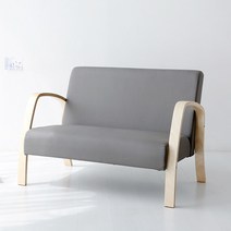 마켓비 BENWOOD 2인용 소파 YC12AD 내추럴, 라이트그레이
