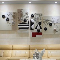 거실 인테리어 액자 4종 + 못 세트, 우아한 꽃(화이트)