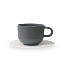 보울보울 볼볼홈파티 커피잔 350ml + 소서, 차콜그레이(커피잔), 밀크화이트(소서), 1세트