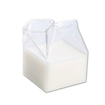 우유곽 모양 유리컵 250ml, 투명, 1개
