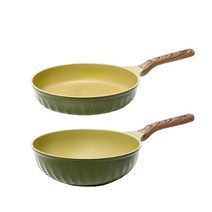 포시즌 올리브그린 인덕션 팬 2종 세트, 혼합색상, 후라이팬 26cm + 궁중팬 26cm