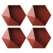 블럭마트 욕실 육각형 다용도 장식선반, 레드, 4개