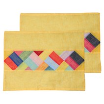 하율공방 고급 모시 전통 조각보 테이블매트 2p, 노랑색, 40 x 30.5 cm