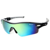 오클랜즈 편광 스포츠 선글라스 Q350, 블랙 프레임 + 블루골드밀러 렌즈