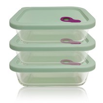 파미레 실리콘 오븐 글라스 밀폐용기 라지 직사각 630ml x 3p, 1세트, 단품