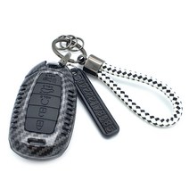 그린텍 현대 5버튼 A타입 올뉴아반떼CN7 펠리세이드 산타페TM 원격시동 프리미엄 카본 키케이스 + 키링 + 전화번호안내판, 블랙(키케이스, 전화번호안내판), 체크화이트(키링)