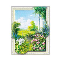 케이엠엘리 봄날의 자전거 원형 보석십자수 DIY키트 5D 40 x 50 cm, 혼합색상, 1세트