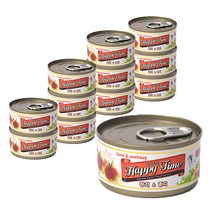 해피타임 참치 고양이캔 80g, 참치 + 멸치 혼합맛, 12개