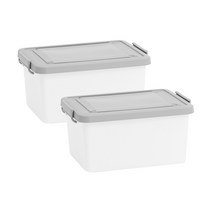 하우스레시피 스토리지 플라스틱 리빙박스 40L, 그레이, 2개