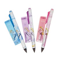 디즈니 프린세스 샤프 3종 + 샤프심 24p x 3종 세트 D 신데렐라 라푼젤 오로라, 0.5mm, 1세트