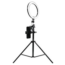 GUNU LED 개인방송 평면 링 라이트 20cm + 360도 회전 브라켓 + 롤 집게 거치대 + 휴대폰 클립 + 삼각대 50cm + 파우치 세트, 1세트