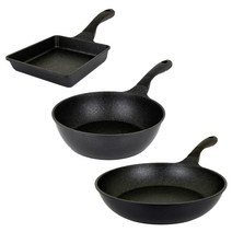 삐아또 갤럭시 인덕션겸용 감마 후라이팬 세트 3p, 후라이팬 28cm + 볶음팬 24cm + 사각에그팬 15 x 18 cm