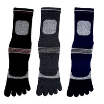 두발로 남성용 이중파일 라인 베이직 발가락 중목양말 3켤레 세트