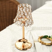 진심디자인 브라이트 크리스탈 골드 티라이트 캔들홀더 램프형촛대 M, 혼합색상