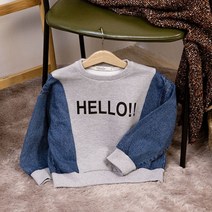 위시키즈 아동용 데님 배색 맨투맨