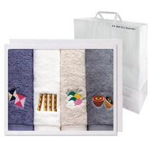 송월타월 명절놀이 수건 160g 40수 코마사 4p + 쇼핑백 선물 세트, 랜덤발송, 1세트