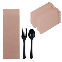 크라프트 수저집 40p + 블랙스푼 40p + 포크 40p세트, 1세트