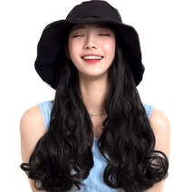블랙 벙거지 모자가발, 네츄럴블랙, 1개