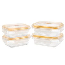 오븐락 내열유리 직사각 밀폐용기 2종 세트, 2세트, 직사각 1호 370ml + 직사각 2호 640ml