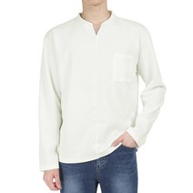 다꾸앙 남성용 오버핏 크로플트 트임넥 긴팔 티셔츠 C07A10_tl2178