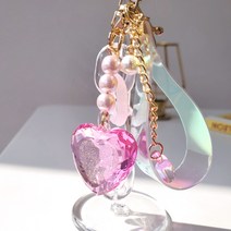 핑크 하트 펄 홀로그램 진주 키링 에어팟 제트플립 키링 + 핸드폰고리