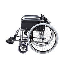 최신모델 경량형 수동 접이식 편안한 휠체어, 보호자형