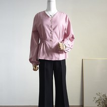브이넥 단추 버튼 블라우스