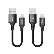 이츠라이프 메탈 8핀 숏 고속 데이터 케이블, 블랙, 2개, 15cm