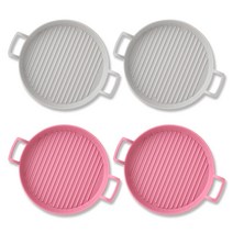 푸코 그릴 전자레인지 원형접시 세트 L, 1세트, 화이트 2p + 핑크 2p
