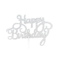 파티팡 생일 캘리그래피 케이크 토퍼, 실버, 10개