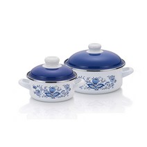 ELO 쯔벨 낮은형 인덕션 법랑냄비 세트 2개, 혼합색상, 양수냄비 14cm + 20cm