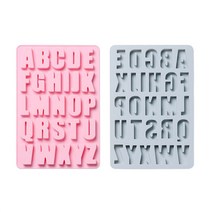 알파벳 A ~ Z 실리콘 몰드, 블루, 핑크, 1세트