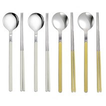 디오컴퍼니 돌체삐아띠 세라믹코팅 스텐 4인 수저세트, 1세트, 아이보리(숟가락 2p + 젓가락 2p), 머스타드(숟가락 2p + 젓가락 2p)