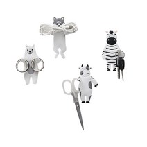 귀요미 애니멀 부착걸이 4종 세트, 허스키, 젖소, 얼룩말, 곰돌이, 1세트