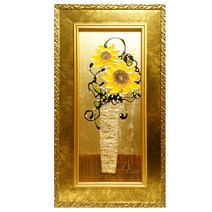 돈 들어오는그림 황금 금박 해바라기 그림 액자 직사각형 변형