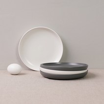 보울보울 볼볼 홈파티 디저트 플레이트 세트 18cm, 1세트, 식기 밀크화이트 2p + 차콜그레이 2p