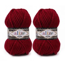 마마니트 슈퍼라나 메가필 털실, 390 라즈베리, 2개