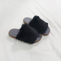 디아 여성용 부들 퍼 키높이 통굽 털슬리퍼 7cm