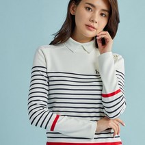 헤지스골프 여성용 골프 스트라이프 하이넥 카라 티셔츠 HWTS0D753OW
