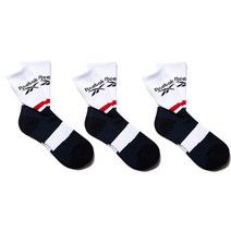 리복 남성용 스포츠 프로퍼포먼스파일 센터로고 배색 크루삭스 양말 3켤레, 화이트