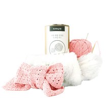 멜로우 니팅키트 신생아 보송 목도리 피치크림 + 화이트, 남여공용