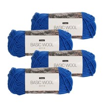 리네아 베이직 울 뜨개실 80g x 4p, 223 블루, 125m