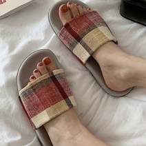 여성용 시레몬 체크 밴딩 슬리퍼